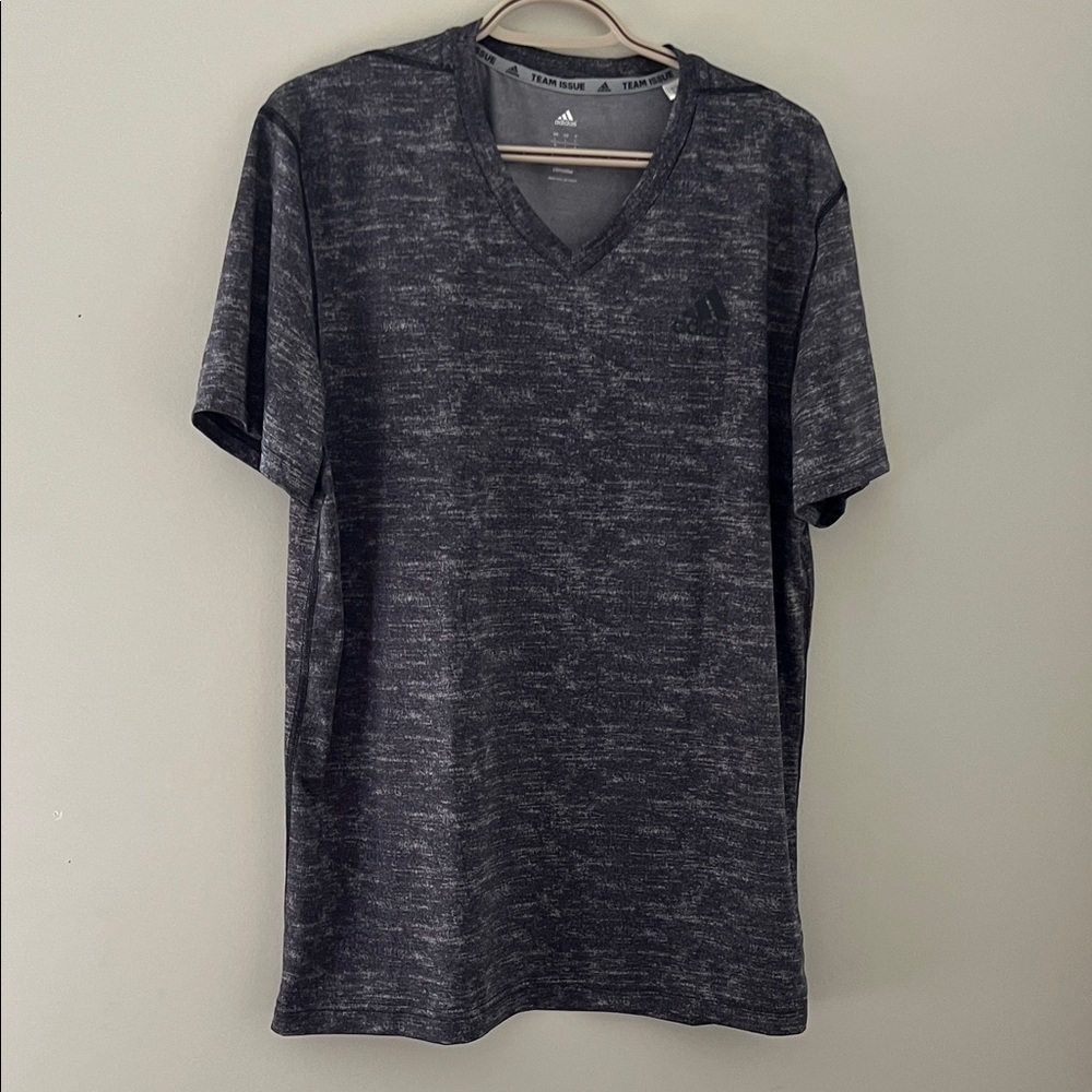Adidas Climalite Gray Heather V-Neck Athletic Training Shirt Large